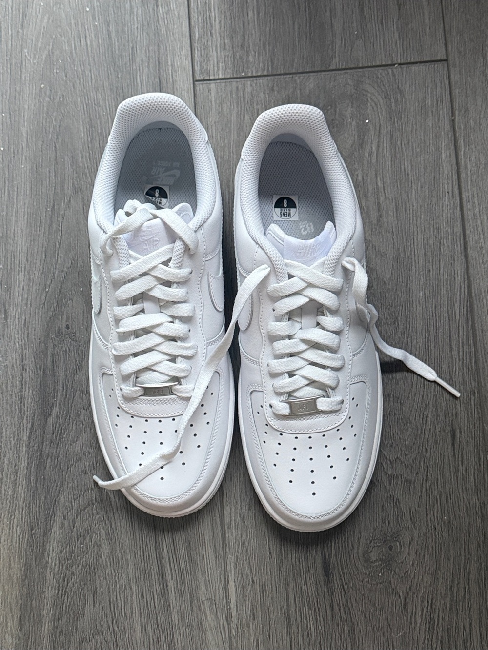 NWOT Nike AF1 White Low-Top Leather Sneakers Men’s Size 8